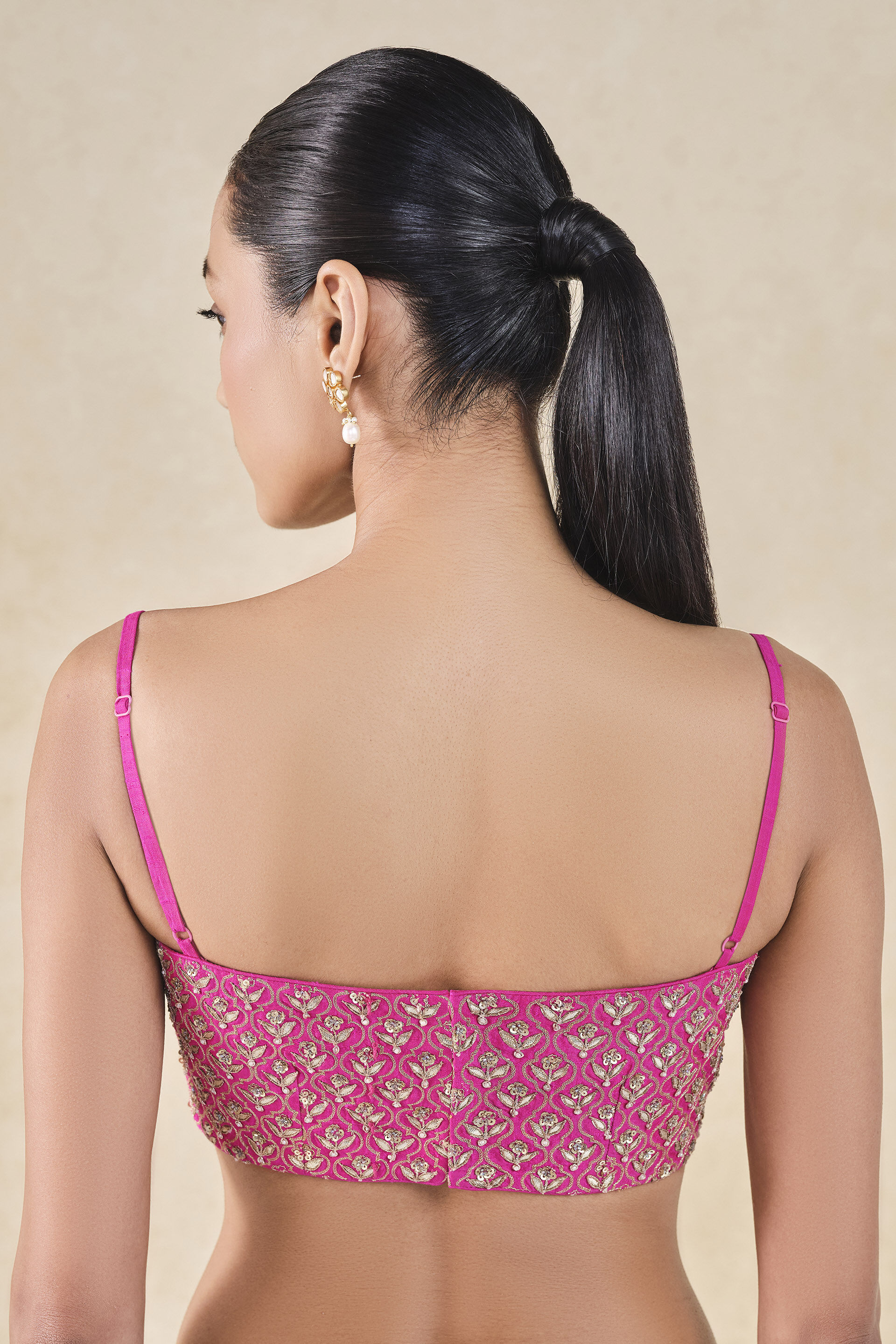 Anushna Gota Patti Silk Choli - Pink